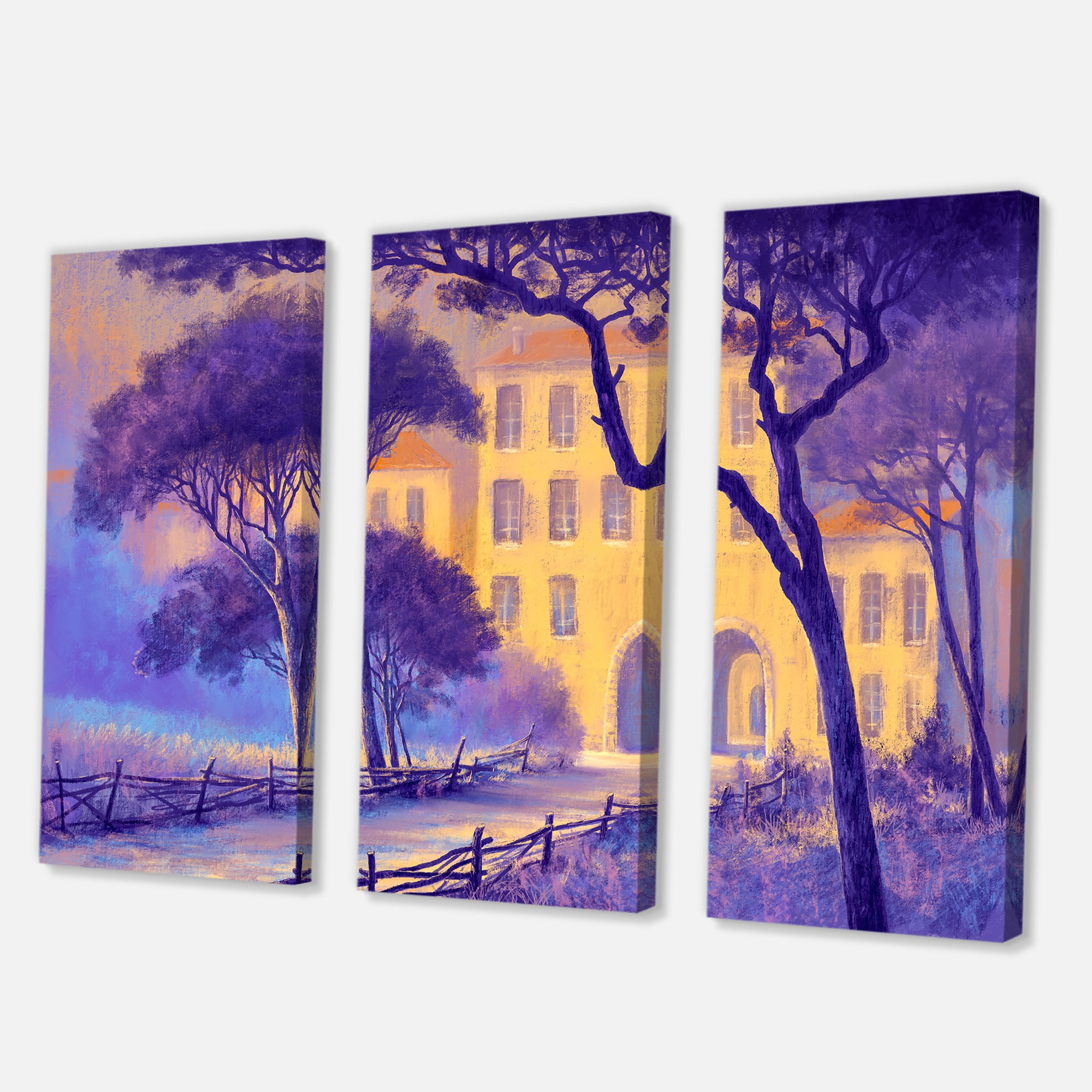 Designart ' Street Landscape OF Footpath & Trees In A City ' Traditional Canvas Wall Art Print