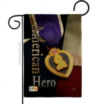 Breeze Decor BD-MI-G-108407-IP-DB-D-US19-BD 13 x 18.5 in. Purple Heart Hero Burlap Americana Military Impressions Decorative Vertical Double Sided Garden Flag
