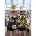 thumbnail image 3 of Bohemia Rectangle Tablecloth, Vintage Boho Floral Flowers Leaves Plants Black Waterproof & StainResistant Tablecloth, Washable Oil-proof Table Cover for Dining/Party/Wedding/Camping/Buffet 60x84 In, 3 of 9