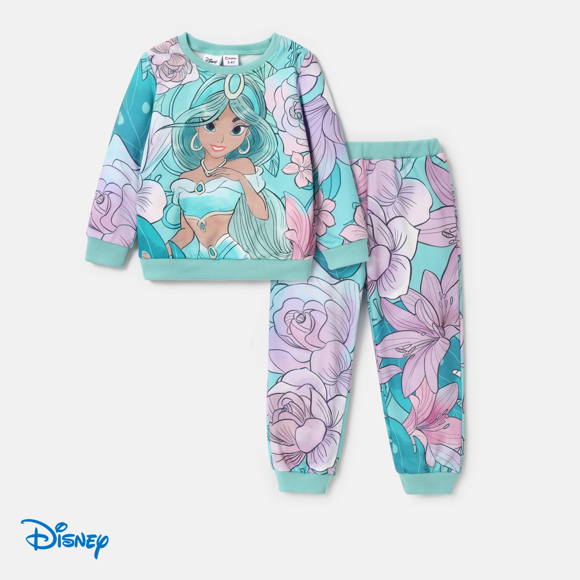 Disney Princess Chandails et Pantalons de Jogging pour Bébé et Tout-Petite Fille 2 Pcs Ariel Cendrillon Jasmine Ensembles de Vêtements pour Filles Taille 2-6