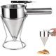 thumbnail image 1 of ClearDispensador de masa para panqueques de acero inoxidable de 21 oz - Embudos de calidad alimentaria 304 con asa y soporte - Perfecto para Takoyaki, panqueques, cupcakes u otros, 1 of 5