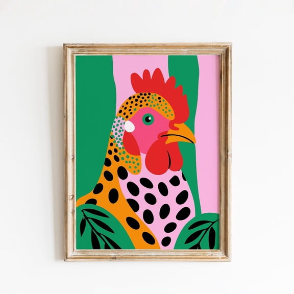 Colorful Rooster Poster – Modern Farmhouse Wall Art, Unframed Poster Size 8x12