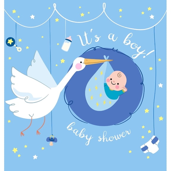 It's a Boy: Baby Shower Guest Book with The Stork Bringing Baby Boy and Blue Theme, Wishes and Advice for Baby, Personal, (Hardcover)