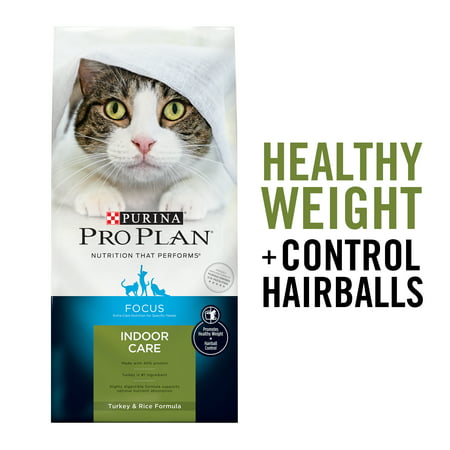 Purina Pro Plan Hairball, Healthy Weight, Indoor Dry Cat Food, FOCUS Indoor Care Turkey & Rice Formula - 16 lb.