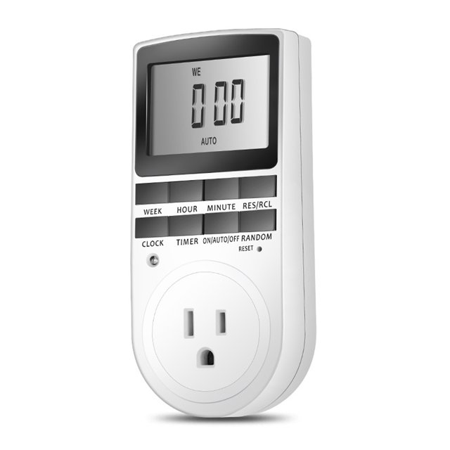 TFixol Timer Plug Socket AMINAC Digital Security Plug Programmable Timer Socket with LCD Display for Lights 24 Hours/ 7 Days Lamp Timer Plug Switch Energy class A +++ (White, 1 Pack)