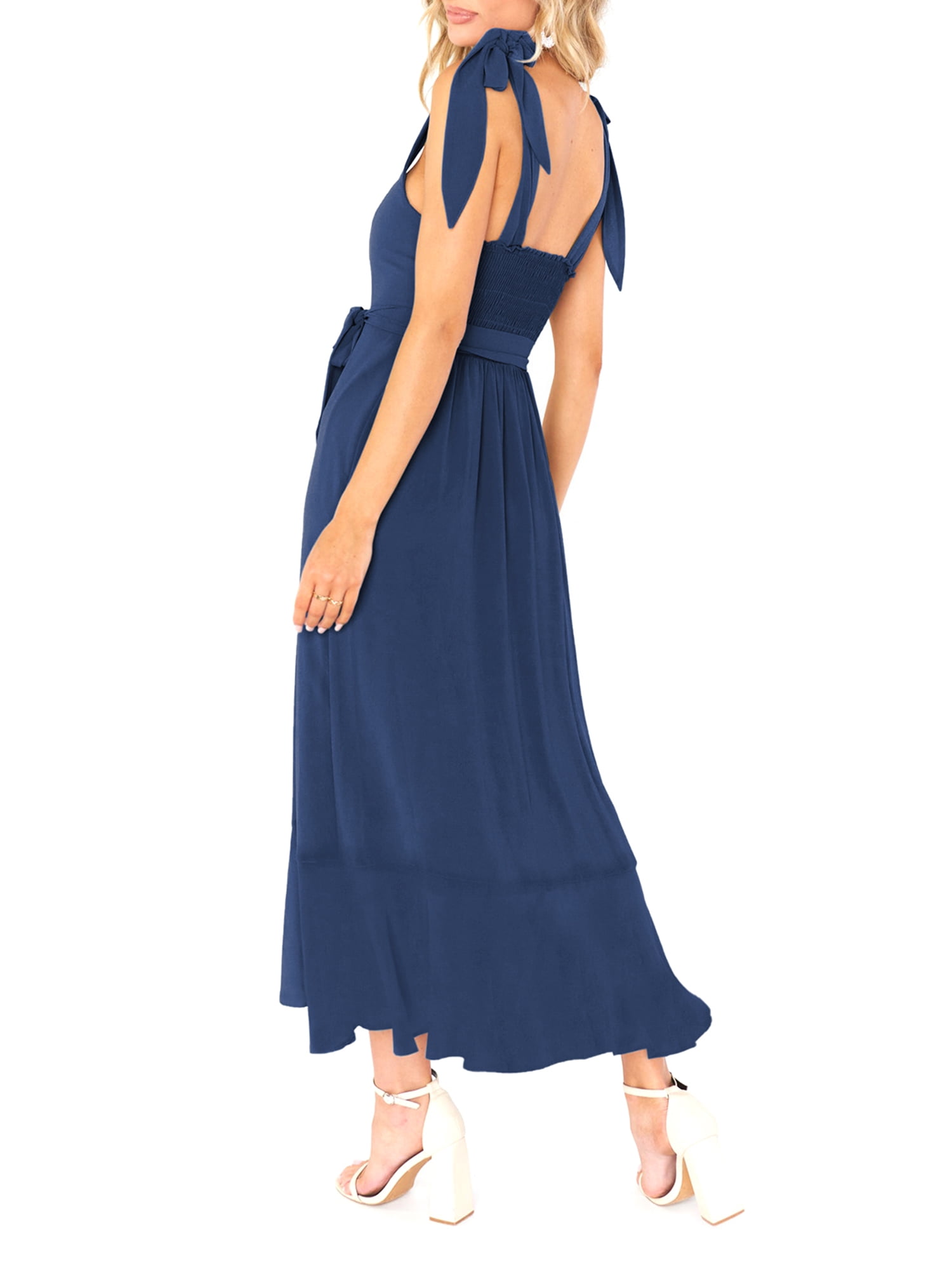 【ILLIGO】人気/送料税込 ★triped color block ruffle onepiece Biekopu Women's Casual Dress Solid Color Double Side Tie