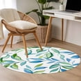 thumbnail image 4 of Round Rugs 3.3Ft, Blue Green Botanical Round Area Rug Washable Indoor Throw Carpet, Watercolor Summer Leaf Soft Non Slip Circle Rug for Laundry Room Patio Home Decor Aesthetic, 4 of 8