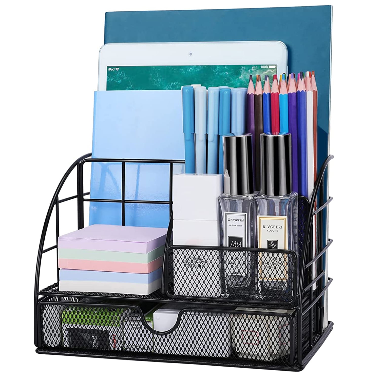 Office Desk Organizer with 6 Compartments, Office Desktop Pen Holder Caddy Desk Accessories Organizers for Office, Home, School