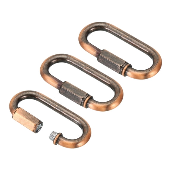 Uxcell 6mm Steel Chain Quick Links Screw Locking Chain Connector Ring Hook Clips 132 Lbs Red Bronze 3 Pack