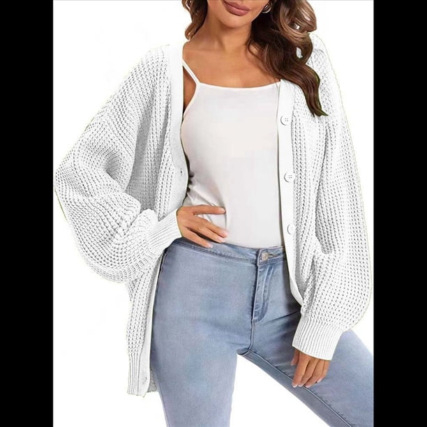 Suéteres Tipo Cárdigan para Mujer, de Larga, con Botones y Gran Tamaño, de Punto. XXL
