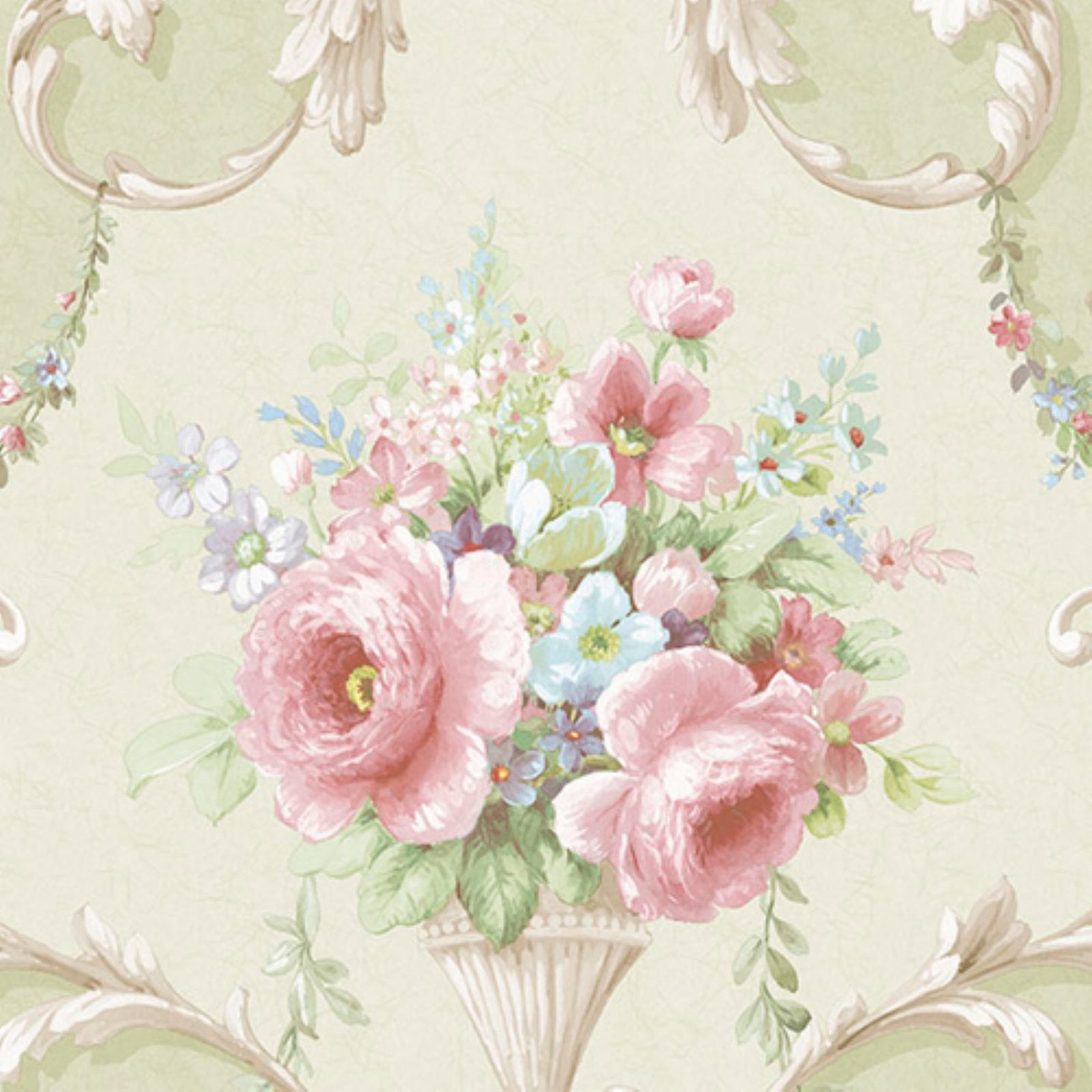 Manhattan Comfort Hallandale Inregister Ornamental Floral Wallpaper