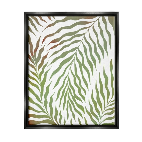 Wavy Green Botanical Leaves Botanical & Floral Graphic Art Jet Black Framed Art Print Wall Art