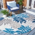 thumbnail image 2 of SAFAVIEH Cabana Elouise Botanical Indoor/Outdoor Area Rug, Grey/Blue, 3' x 3' Round, 2 of 13