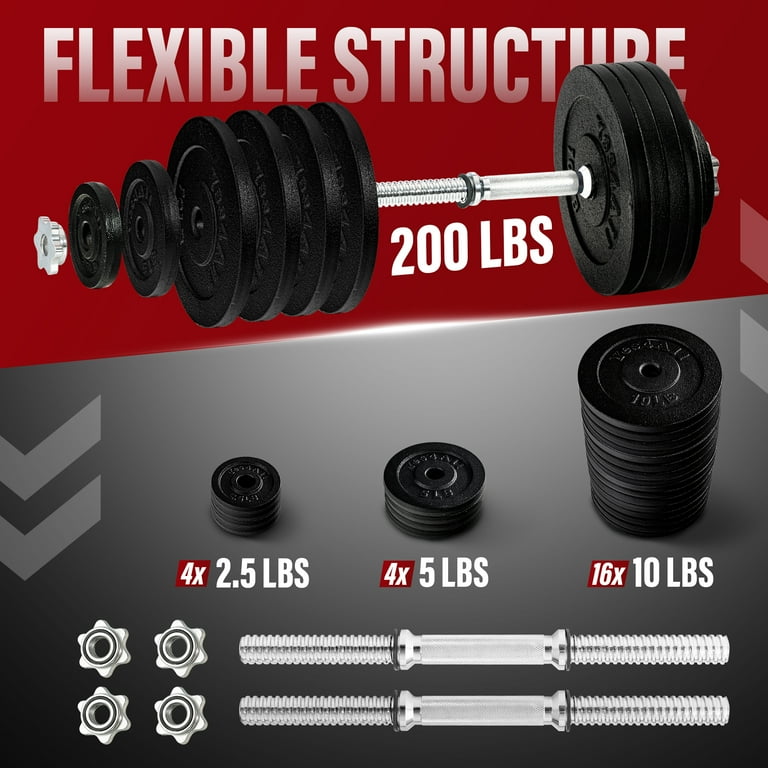 Yes4All 200lbs Adjustable Dumbbell Set with Weight Plates Star Lock Collars Connector Walmart