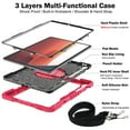thumbnail image 2 of Case for Samsung Galaxy Tab S10 FE Plus 13.1" 2025, 360° Rotating Kickstand with Pencil Holder/Hand Strap/Shoulder Strap Hard PC Rugged Silicone Shockproof Bumper Stand Cover, Red+Black, 2 of 8