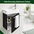 thumbnail image 5 of Dandi Wall Mount Cabinet Vanity Sink Combo 17 3/4" Small Heavy Duty White Porcelain Bathroom Sink, Black Cabinet, Faucet, Drain w/Overflow and Towel Bar Renovators Supply, 5 of 14