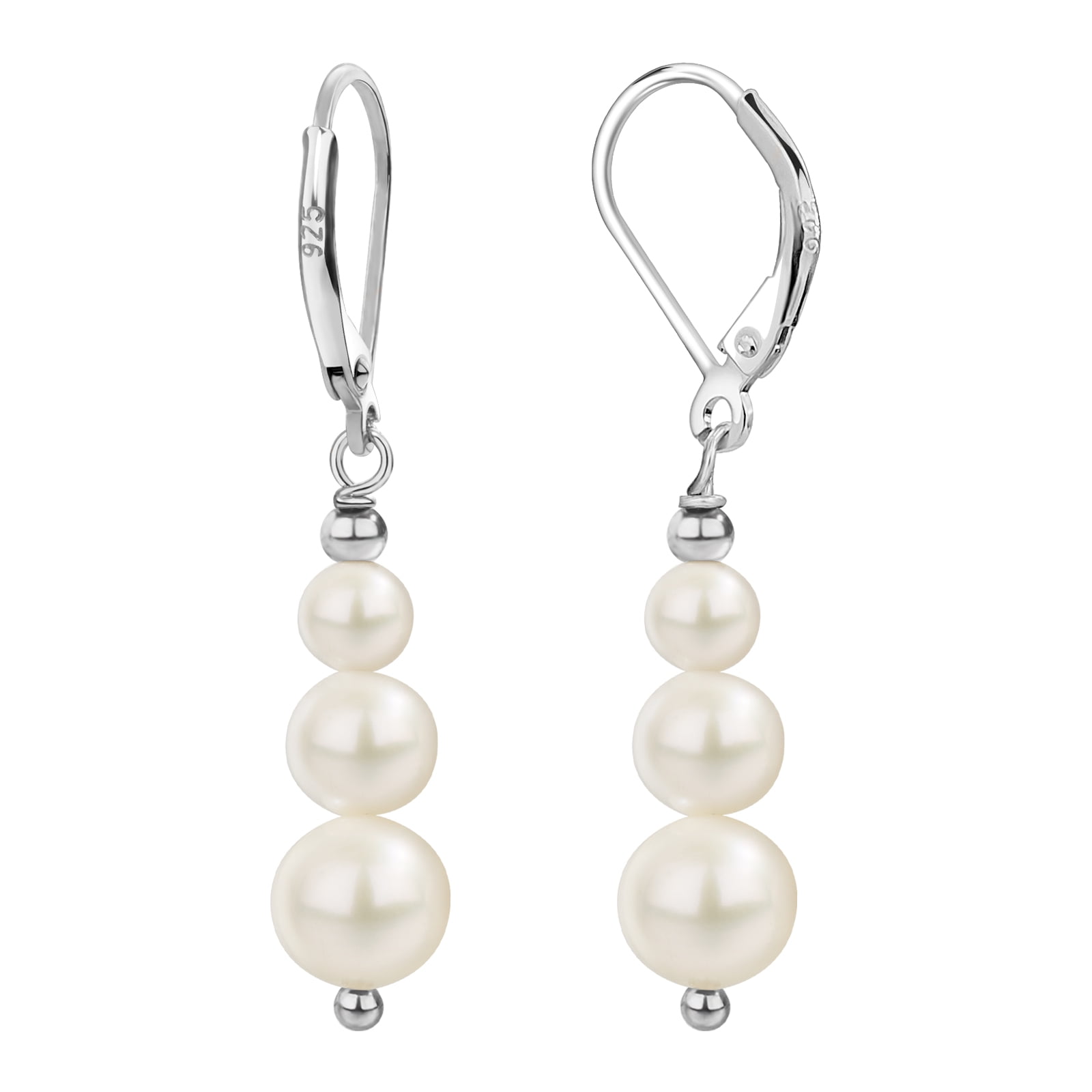 Freshwater Pearl Earrings Female Silver Leverback Pearl Drop Earrings ...