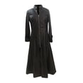 thumbnail image 2 of Chaqueta de cuero PU para mujer, vestido, accesorios de gabardina de moda, ropa elegante, prendas de vestir, gabardina informal de manga larga para Negro Hugo Abrigo recto largo de mujer, 2 of 10