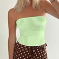 thumbnail image 6 of APEXFWDT Women's Striped Tube Tops Strapless Bandeau Tops Double Lined Slim Fit Summer Y2K Going Out Tank Tops for Girls，L,Mint Green, 6 of 9