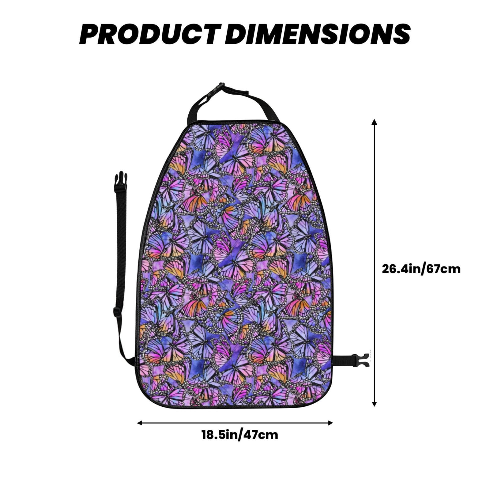 Xecao Watercolor Butterflies Pattern Car Seat Back Protector 2 Pack Large Capacity Pocket, Kick Mats Back Seat Protector