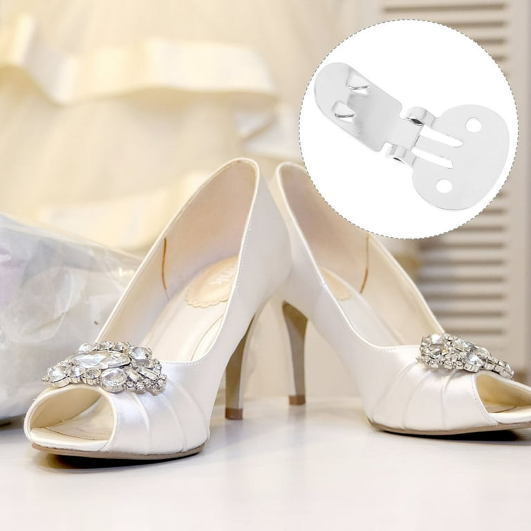 10 Pcs Metal Shoe Clips Extender Rhinestone Accessories Woman