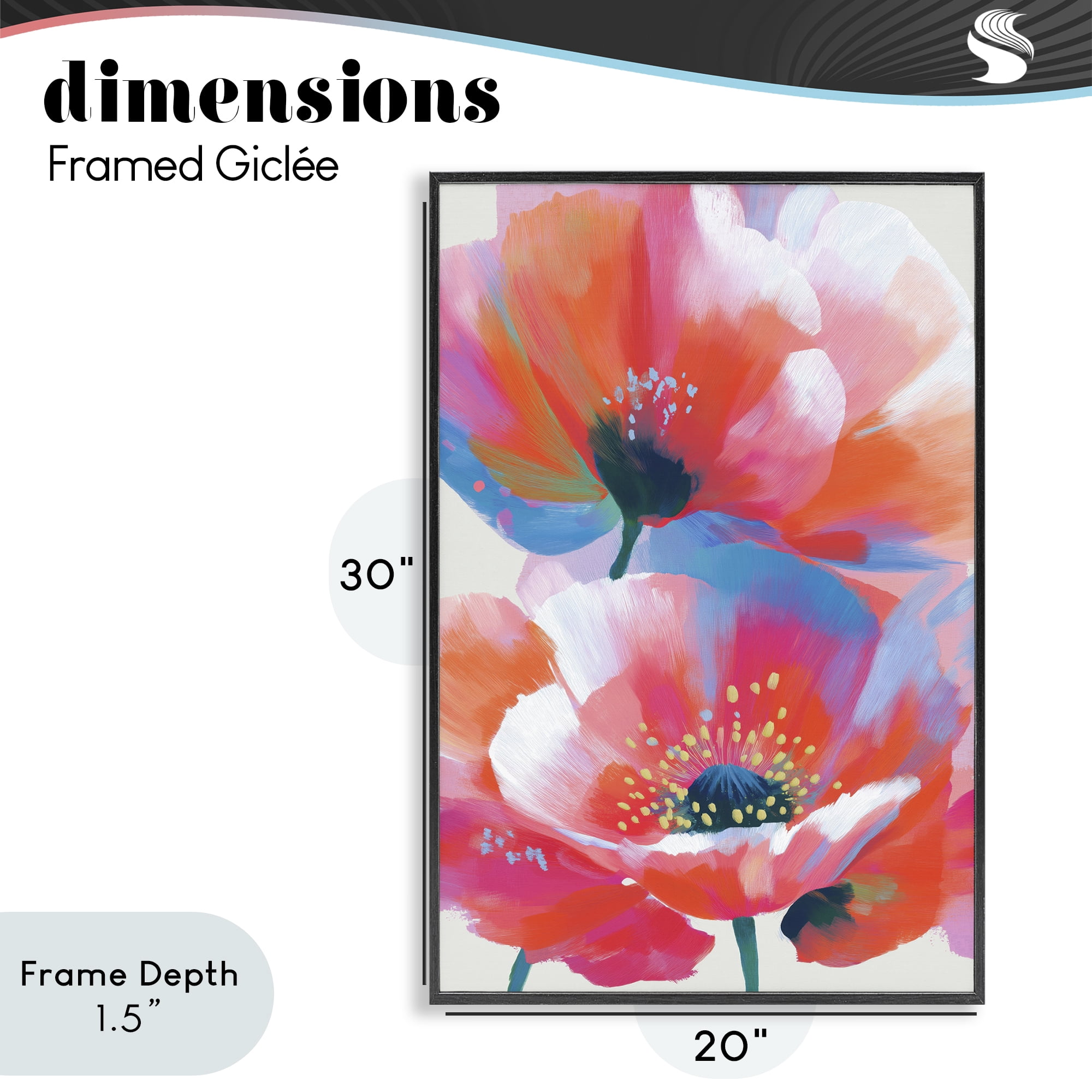 Stupell Industries Poppies in Soft Light Black Framed Giclee Art, design by Chromatic Storm Studio