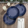 thumbnail image 6 of BalsaCircle 10 Round 8" Navy Blue Glossy Disposable Salad Dinner Plastic Plates Gold Trim Party Events Decorations, 6 of 8