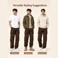 thumbnail image 4 of Cargo Pants For Men Casual Wide Leg Relaxed Fit Tactical Work Pants Mens Fall Fashion Elastic Waist Drawstring Long Trousers With Mult Pockets, 4 of 4