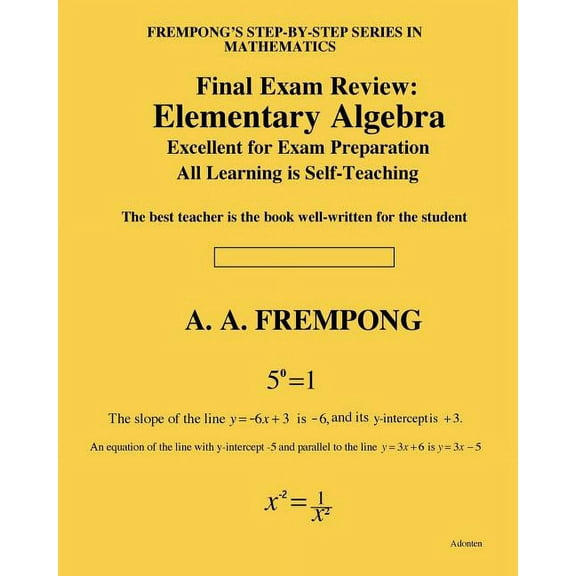Final Exam Review: Elementary Algebra, (Paperback)