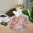 thumbnail image 5 of POLERO Leather Tissue Box Cover Square 5.1x5.1x5.5'' Waterproof Tissue Box Holder with Metal Button for Car, Bathroom, Kitchen,Home Decor (Pink Golden Marble), 5 of 7
