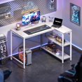 thumbnail image 5 of L Shaped Desk, 39 Inches Computer Desk with Reversible Storage Shelves, Gaming Desk, Corner Desk Home Office Desks, Writing Desk Study Desk with Metal Frame, White, 5 of 14