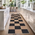 thumbnail image 2 of HIWEAVER Brown/Black 2' x 8' Easy Jute Runner for Kitchen Non Slip Stain Resistant Checkered Indoor Outdoor Throw Carpet Non Shedding Modern Geometric Mat for Hallway Outdoor Patio Rug, 2 of 6