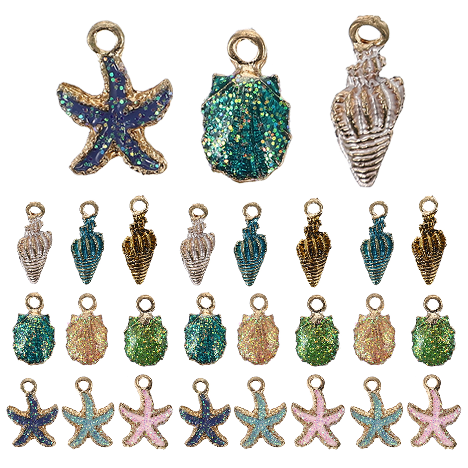39pcs DIY Jewelry Charms Shell and Conch Shape Charms Alloy Jewelry