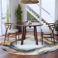 thumbnail image 4 of 7ft Washable Round Rug, Abstract Impressionist Non-Slip Circle Area Rug for Living Room Dining Room, Gary Gold Marble Texture Indoor Floor Mat for Home Decor, 4 of 9