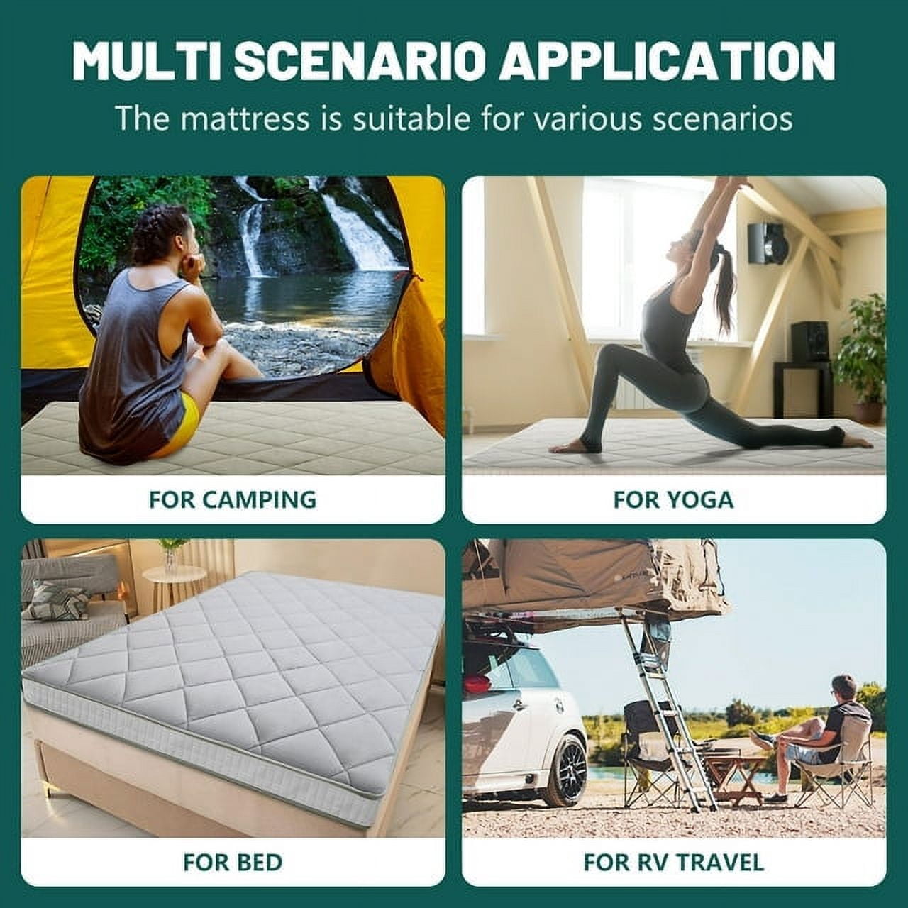 ABORON Japanese Floor Mattress Futon Mattress Twin Size, Thicken Tatami Mat Sleeping Pad Foldable Roll Up Mattress Gray