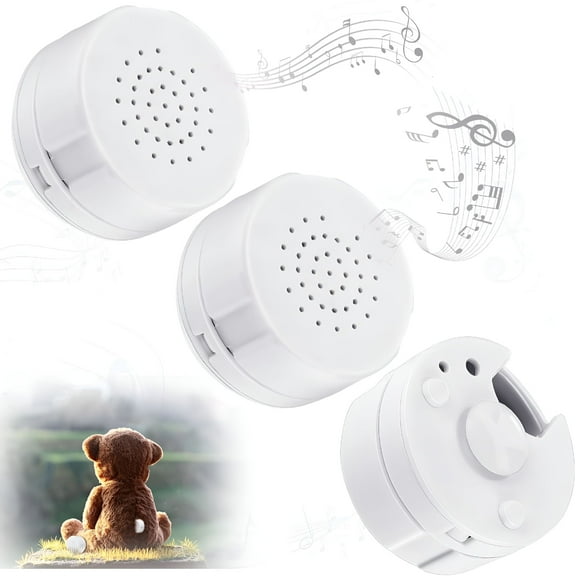 ACDANC 3 Pcs Voice Recorder for Stuffed Animal Bear Mini Device, DIY Custom Voice Message Toy for Dolls, Plush Toys and Pillows(30s Edition)