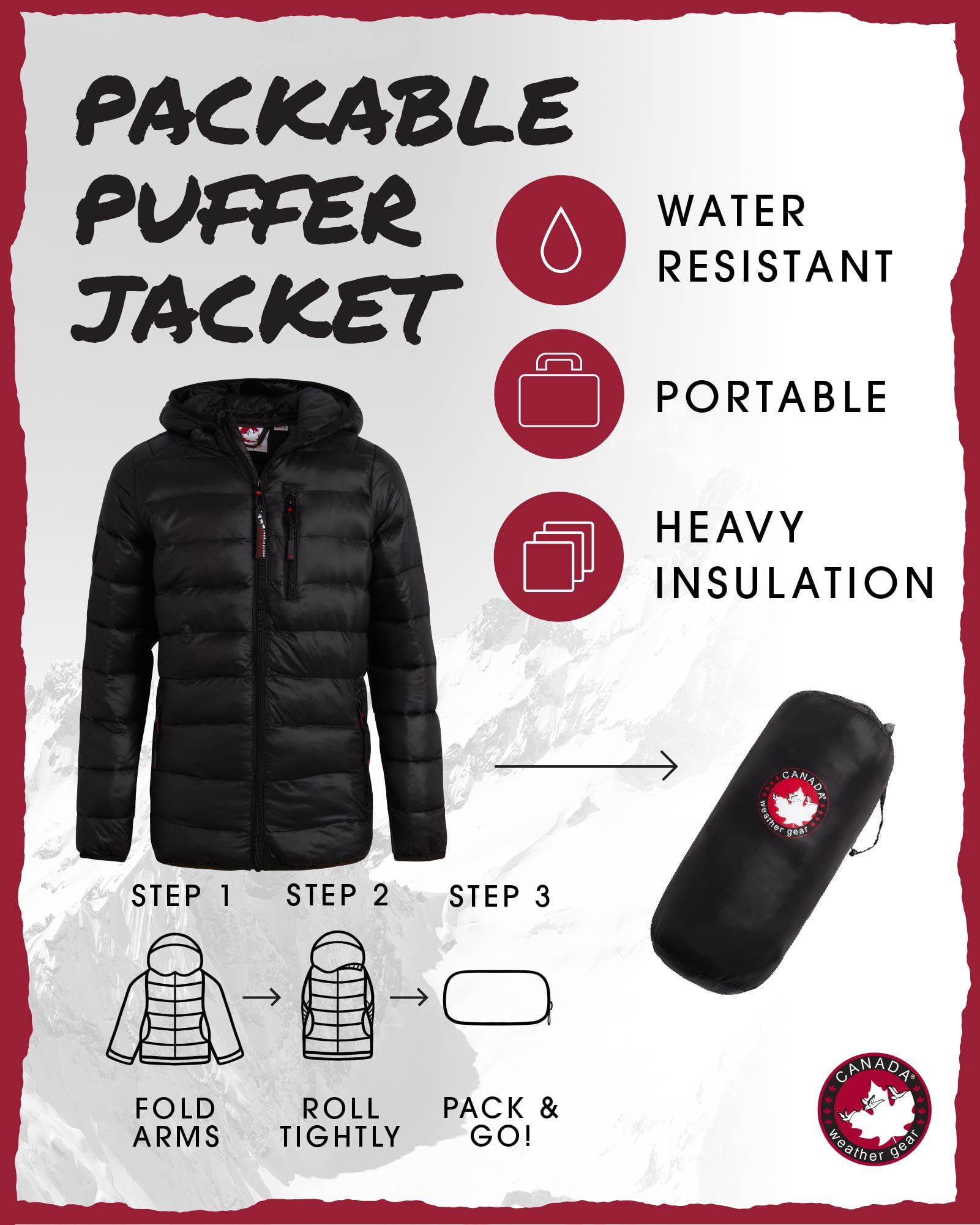CANADA WEATHER GEAR Boys' Puffer Jacket - Lightweight Nylon Packable Winter Coat for Boys (8-20)
