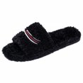 thumbnail image 3 of BOERTEU Women Striped Embroidered Fuzzy Open Toe House Slippers, 3 of 10
