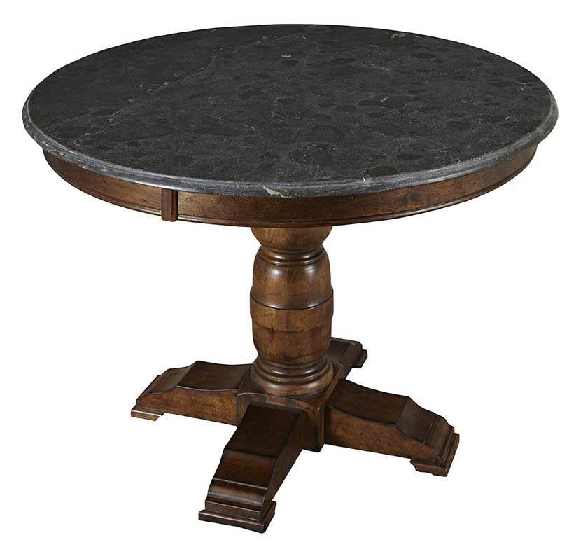 Round Dining Table with Bluestone Top in Antique Cherry