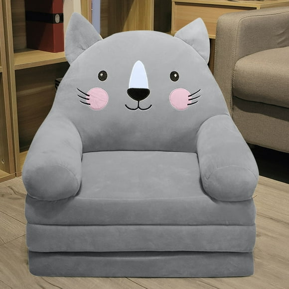 Huhuzaio Seat Cushion Plush Foldable Kids Sofa Backrest Armchair 2 In 1 Foldable Children Sofa Cute Cartoon Lazy Sofa Children Flip Open Sofa Bed For Living Room Bedroom Without Liner Filler