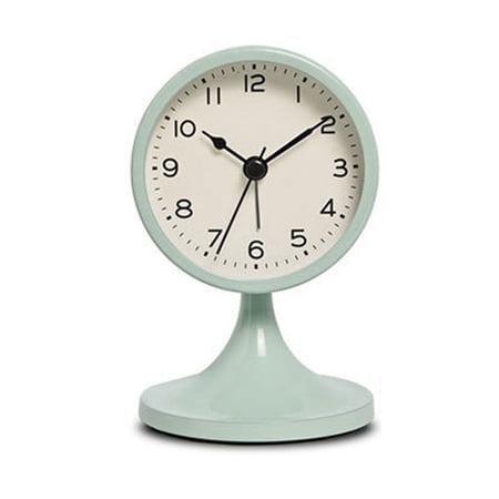 Nordic Metal Round Alarm Clock, Vintage Silent Table Clock, Student Bedside Nightlight Clock, Room Decor, Home Decor D Metal Green