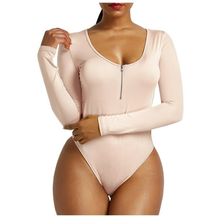

OGLCCG Thong Shapewear Bodysuit for Women Tummy Control Body Shaper Long Sleeve Fajas Colombianas Waist Trainer Corset