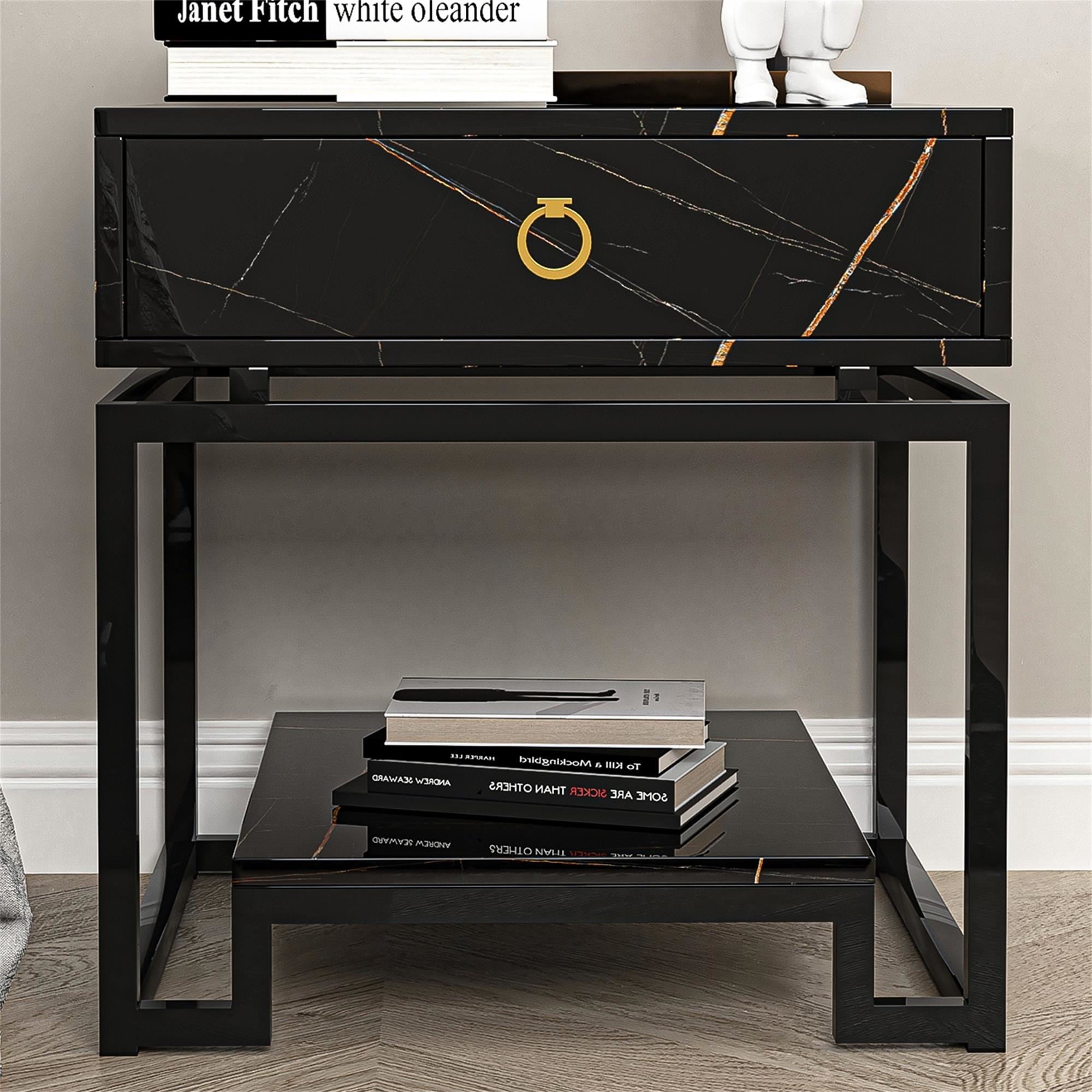 Kadyn Night Stand, Nightstand Side Table for Bedroom Living Room, Side Table with Drawer, Black Kadyn Night Stand, Nightstand Side Table for Bedroom Living Room, Side Table with Drawer, Black