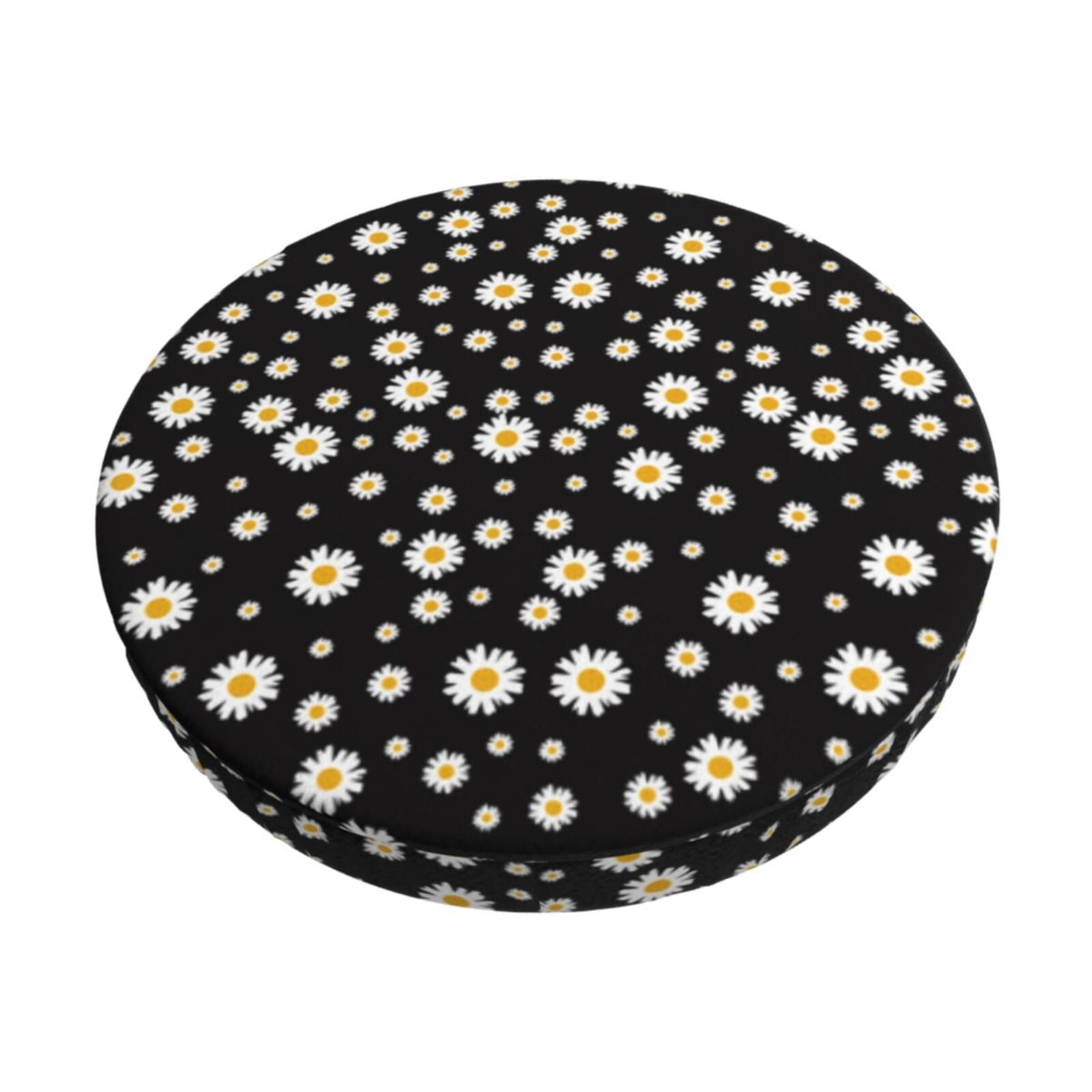Easygdp Daisy Print Easy To Install Bar Stool Covers&Stool Covers Round&Elastic Stool Cover, Barstool Covers,Washable&Bottom With Elastic Edge-12 inch