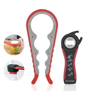 Jar Opener, Upgraded- 5 in 1 Multi Function Can Opener Bottle Opener Kit with Silicone Handle Easy to Use for Children, Elderly and Arthritis Sufferers, Apple Red