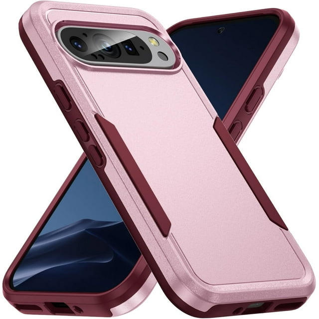KOMI Red, 9Pro, Case for Google Pixel 9/ 9Pro/ 9ProXL, Heavy Duty Dual-Layer Protection, PC Shockproof Phone Case with Matte Design Anti -Fall