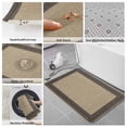 thumbnail image 6 of Black Brown Retro Greek Key Bath Mat 3 Piece Bathroom Rug Set, Geometric Greece Ancient Rustic Non Slip Bath Rug Contour Mat and Toilet Lid Cover, Absorbent Shower Mats Soft Bath Rugs and Mats Sets, 6 of 8