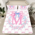 thumbnail image 2 of Castle Fairy Letter Monogrammed M Twin Sheet Sets 3pcs for Boys Girls,Kawaii Floral Bow Twin Fitted Sheet Microfiber,Dreamy Princess Breathable Flat Sheet,Breathable Home Decor, 2 of 7