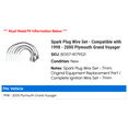 thumbnail image 2 of Spark Plug Wire Set - Compatible with 1998 - 2000 Plymouth Grand Voyager 1999, 2 of 2