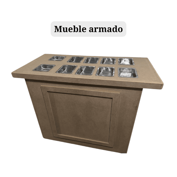 Barra de Snacks Plegable MDF con Insertos de Acero Inoxidable